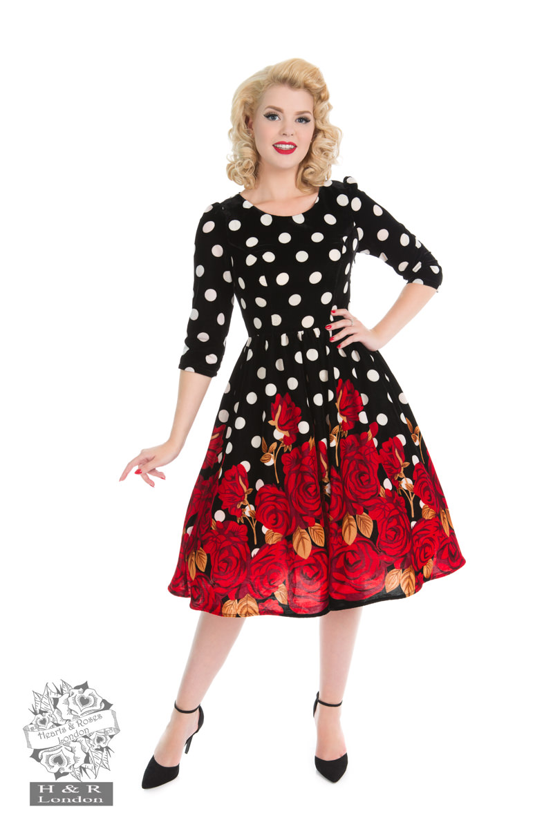 Red Roses Velvet Dress